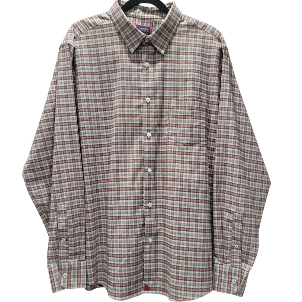 UNTUCKIT "Dezzani"XX-Large Maroon Plaid Shirt Mens Long Sleeve Button Up‎ F270